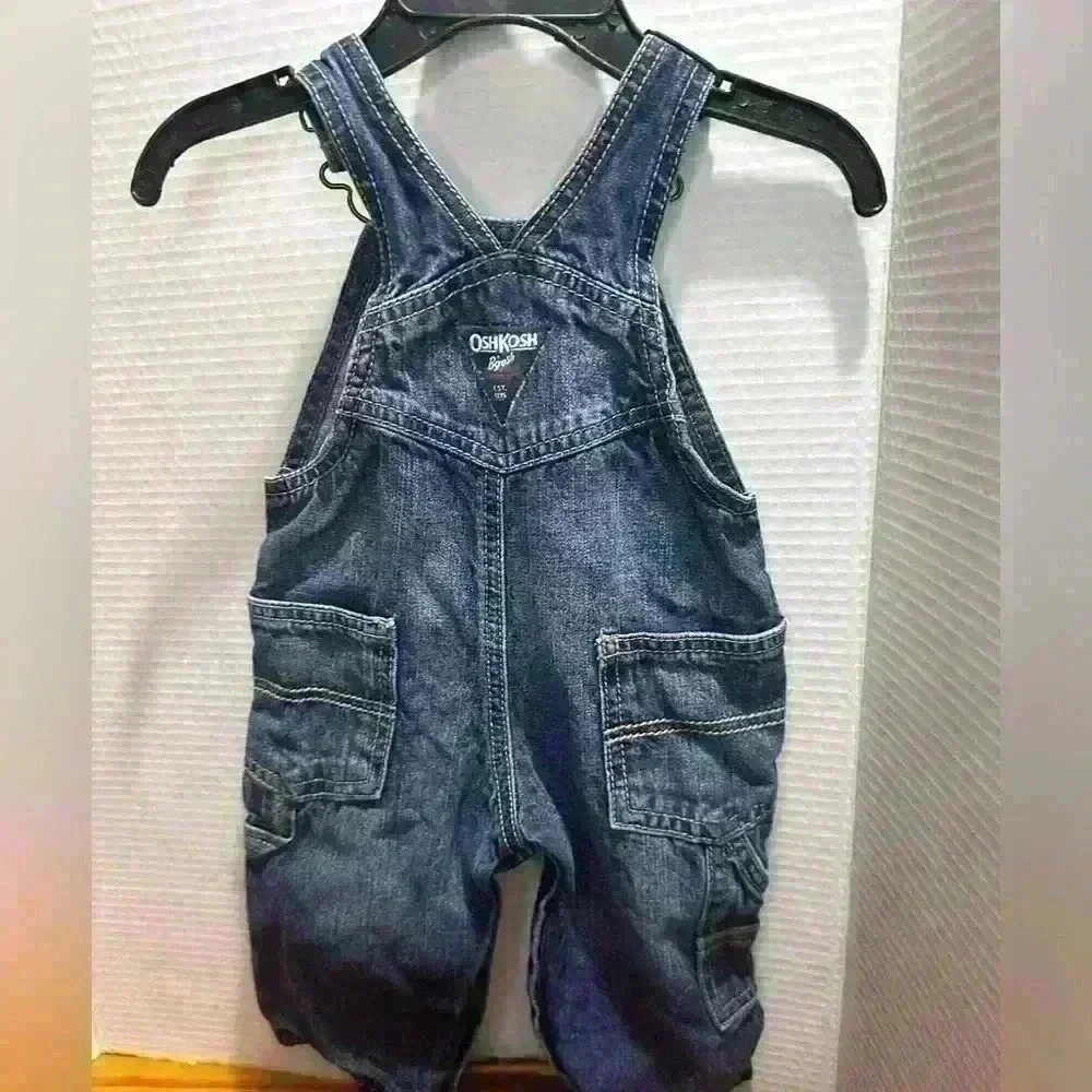 OshKosh B'Gosh Denim Jean Overalls 6mo - Picture 2 of 3